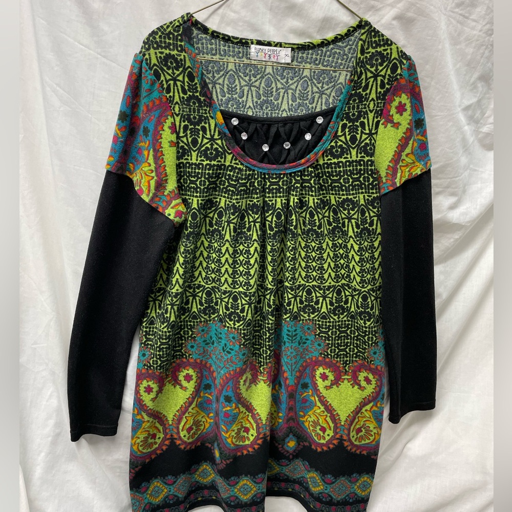 Funky people long sleeve sweater dress ladies sz xl